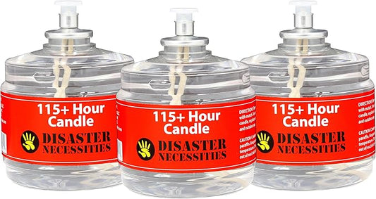 115 Hour Plus Emergency Candles, Clear Mist - Set of 3 Long-Burning Survival Candles