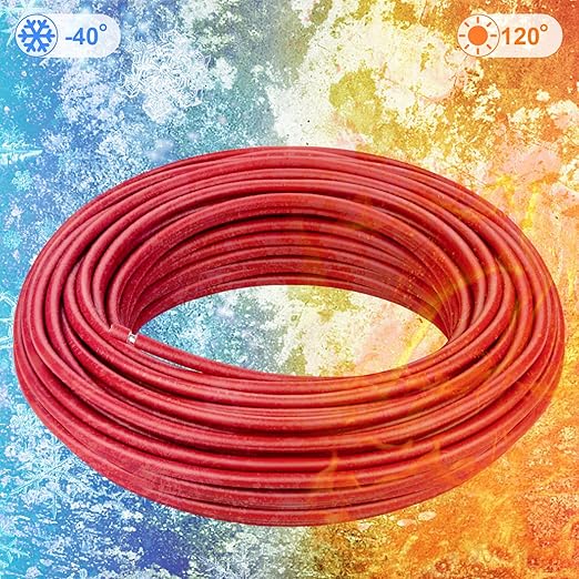 Solar Panel Wire - 80FT Red Tinned Copper Wire, 10AWG (6mm²) PV Wire Solar Extension Cable for Outdoor Automotive RV Boat Marine Solar Panel - Red (10AWG 80FT)