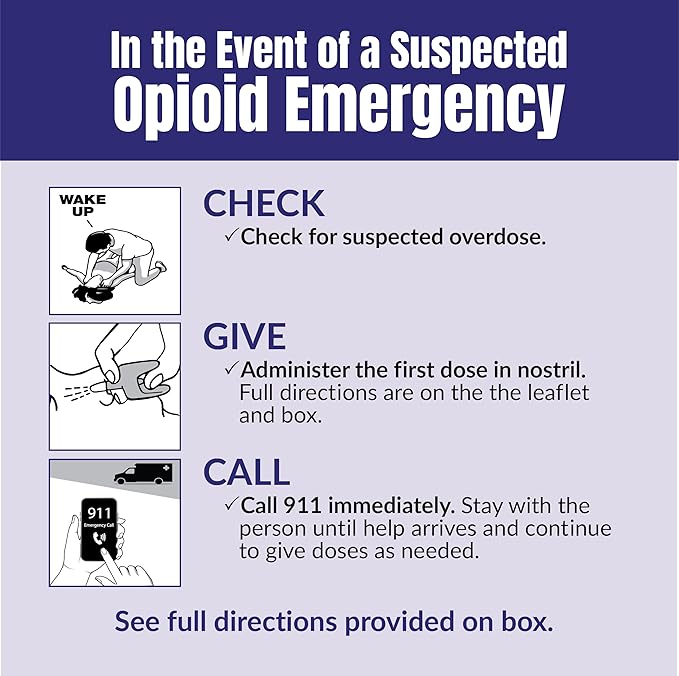 Naloxone HCI Nasal Spray, 4 mg ??Emergency Treatment for Opioid Overdose - Rapid-Response Opioid Overdose Reversal, 2 Dose Single Use Nasal Spray