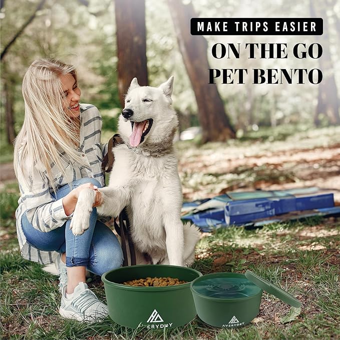 AVERYDAY 50 Oz Travel Dog Bowls with Lids, 2-in-1 Portable Pet Bowls for Food and Water, Leakproof Travel Dog Food & Water Bowl for Outdoor, Camping, Travel Dog Feeding Bowl, Daycare Pet Bowls