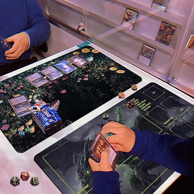 MTG DND Play Mat Game Mat - 3MM Thick High-Density Non-Slip Surface, Stitched Reinforced Edges for Magic playmats, DND Tabletop RPG, TCG Card Games (Ethereal Wilds)