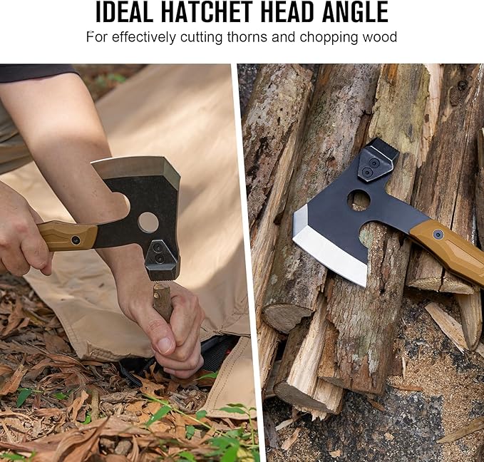 OKNIFE Otacle A1 Survival Hatchet & Camping Axe, 4 in 1 Full Tang Tactical Axe, G10 Non-Slip Grip Tomahawk with Durable Kydex Sheath