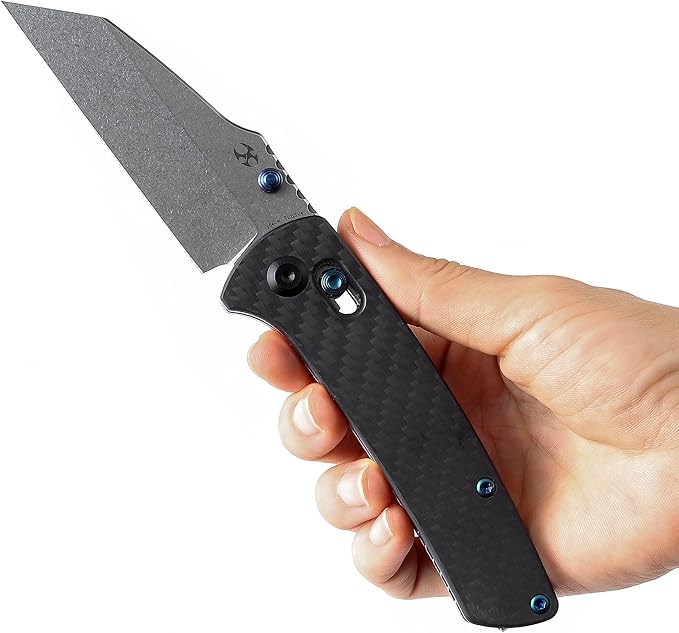 KANSEPT Main Street Pocket Folding Knife, 3.36'' 154CM Sharp Steel Blade, Twill Carbon Fiber Handle with Axis Lock and ThumbStud, Perfect Clip for Camping Hiking Fishing Gift Everyday Carry T1015v4