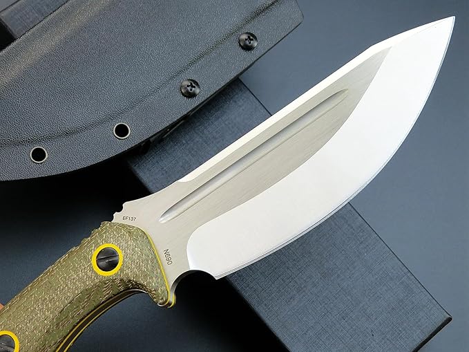 Eafengrow EF137 Fixed Blade Knife, N690 Steel Blade,Micarta Handle Full Tang EDC Fixed Knifes for Outdoor Activities Working Camping