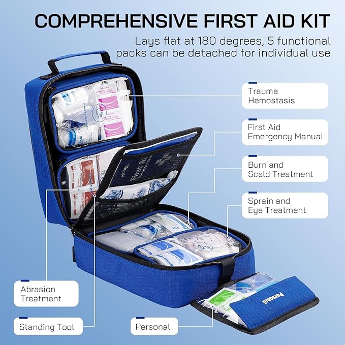 Professional 506 PCS First Aid Kit ??4-in-1 Detachable Emergency Medical Kit for Home, Car, Travel, Camping, Hiking, Workplace, Vehicle and Outdoor, Large First Aid Kit Survival