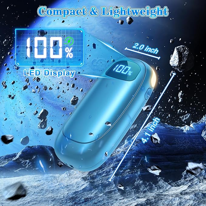 Hand Warmers Rechargeable 2 Pack, Electric Dual-Sided Heating with LED Display & Flashlight, Max 127?? 13Hrs Long Lasting Pocket Heater for Raynauds, Golf, Hunting Essentials, Gifts for Men Women