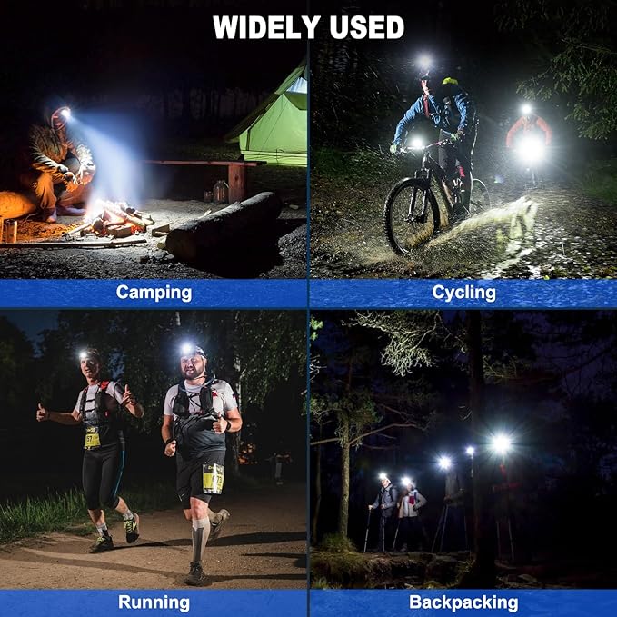 Rechargeable Headlamp, 3000 Lumens LED Head Lamp with 3 Light Modes, USB Rechargeable, 90°Adjustable, Waterproof, Super Bright Headlamps for Adults Camping Running Biking (?ATTERY Included)