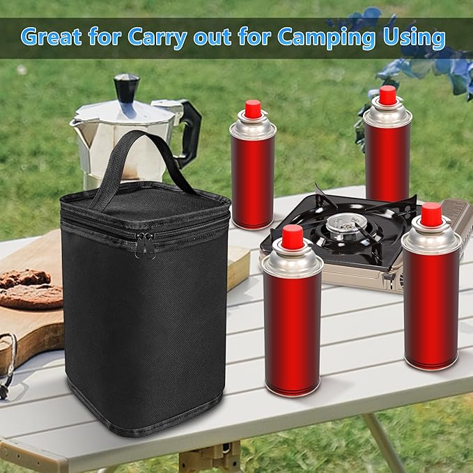 Mini Fuel Cylinder Storage Bag, Butane Fuel Canister Cover,Gas Tank Protective bag, Easy to Carry, 600D Oxford Fabric Waterproof,Mini Tank Accessories, for Outdoor Camping, Cooking, Travel, Picnic