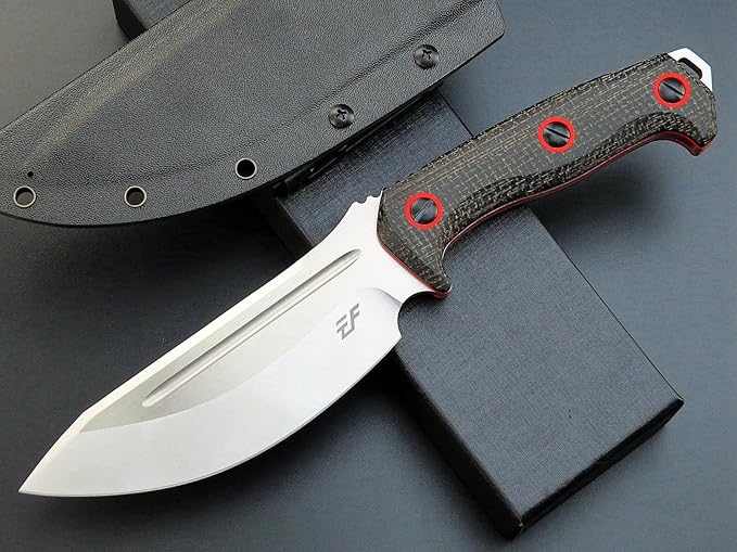 Eafengrow EF137 Fixed Blade Knife, N690 Steel Blade,Micarta Handle Full Tang EDC Fixed Knifes for Outdoor Activities Working Camping