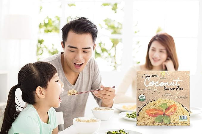 Healthee Organic Brown Rice, Gluten Free, Fully Cooked and Ready-to-Eat, USDA Certified Organic, GMO-Free, Microwaveable (Coconut, Pack of 4)