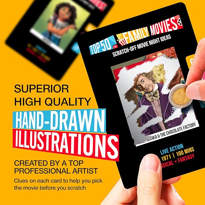 Premium Family Movie Night Scratch Off Cards ??Gifts For Families ??Kids Movie Game For Movie Lovers, Family Date Night, Sleepovers ??Family Night Ideas - Family Experience Gifts - Movie Night Gift