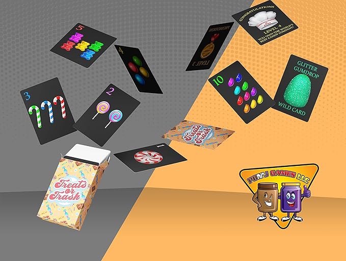 Treats or Trash - Captivating Card Game for Kids & Families - Gather Your Treats and Dodge The Trash! 2-4 Players | Ages 4+ | Mom's Choice Awards Winner | from PBN'J Games
