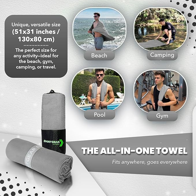 Quick Dry Camping & Travel Towel-Microfiber Travel Sports Towel, Microfiber Beach & Gym Sweat Towels For Men & Women Body, Travel Towels Fast Drying Lightweight, Quick Dry Towels For Travel