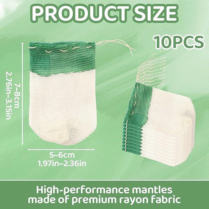 10PCS Propane Lantern Mantles - U Shape String Tie Mantles for Camping Lanterns, Compatible with Standard #21 Size, Natural Gas/Fuel Lantern Accessories for Outdoor, Hiking, Emergency Lighting