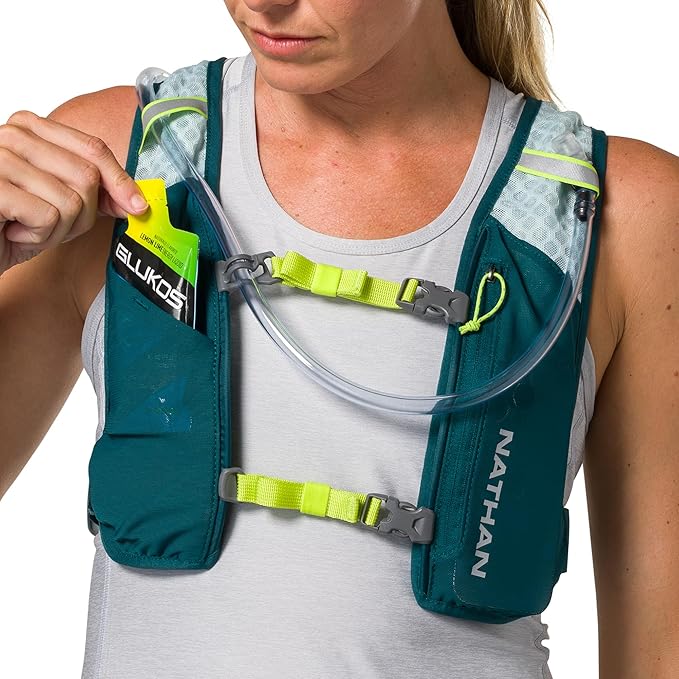 Nathan QuickStart 1.5L Hydration Pack Vest with Bladder or flasks, Storage Pockets, Breathable Moisture-Wicking Fabric, Adjustable Straps for Running, Hiking, Walking, Marathons, Obstacle Races