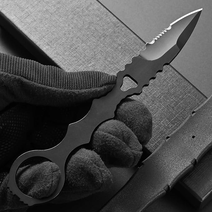 GTK397 Cool Fixed Knife D2 Steel Blade Stainless Steel Handle EDC Tool Knifes for Outdoor Camping Adventure Survival(A)