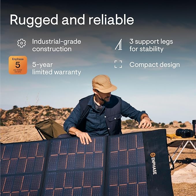 Enphase IQ Portable Panel ??200 W Foldable Solar Panel, Lightweight and Portable for On-The-Go Solar Power, Compatible with IQ PowerPack 1500, 5-Year Limited Warranty