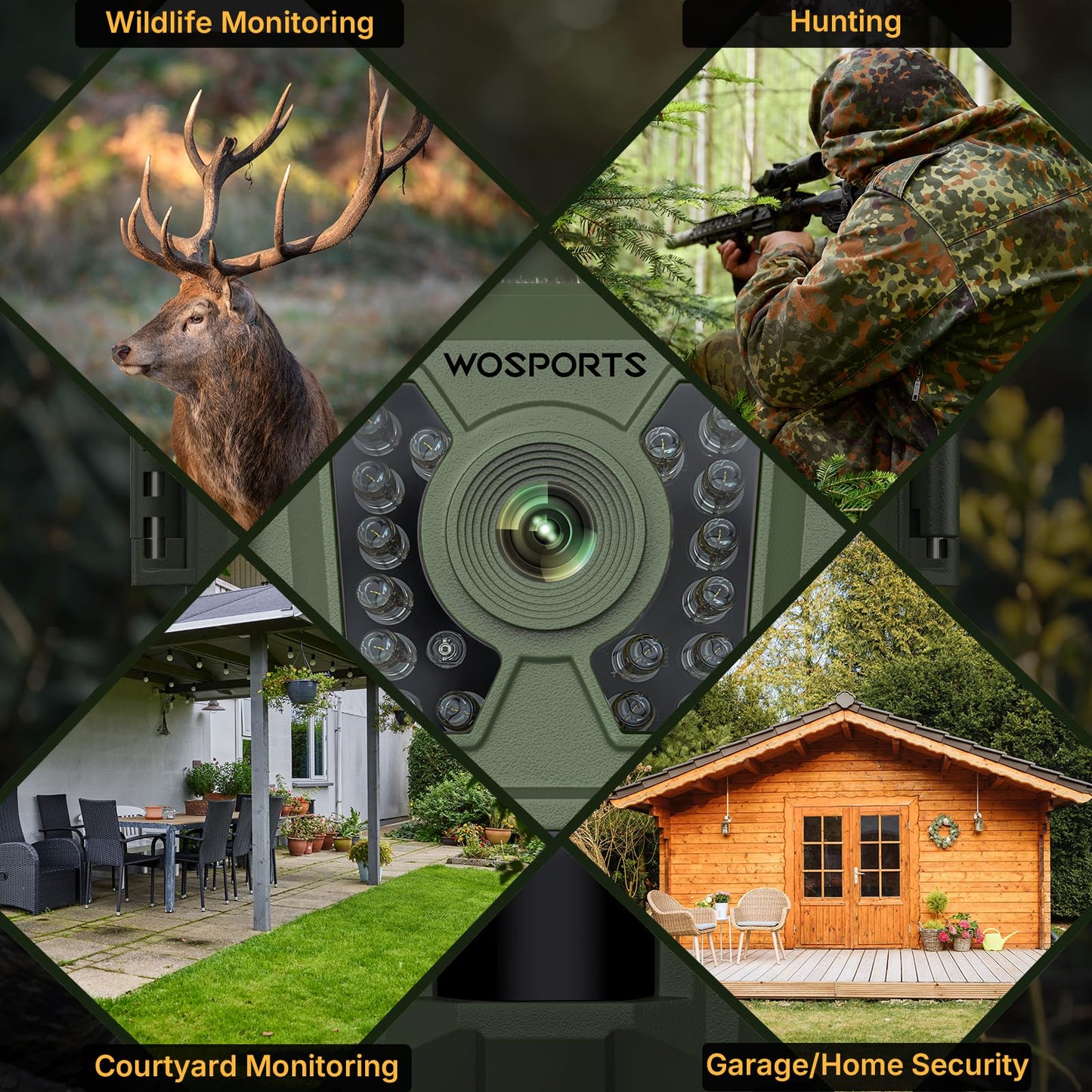 WOSPORTS Mini Trail Camera 24MP 1080P HD Game Camera with Night Vision Motion Activated