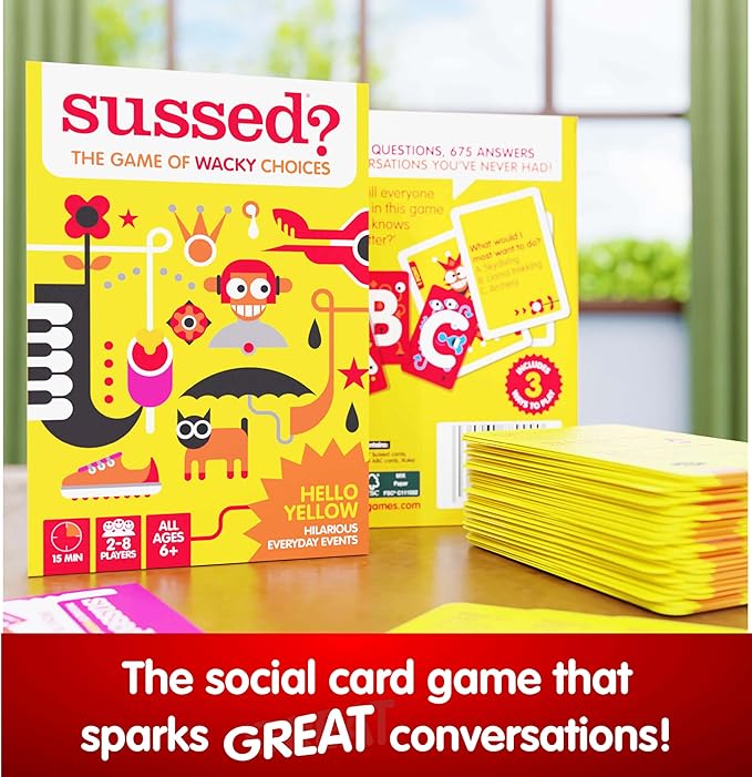 SUSSED The Wacky ?˜What Would You Do???Card Game - Social Fun for Kids - Easy Travel Game, Family Activity - Ages 6+ - Yellow Pack