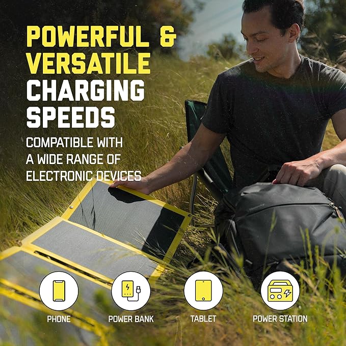 SunJack ??60 Watt Foldable Solar Panel, ETFE Waterproof Portable Solar Panel with Kickstands, USB-C PD30W, USB-A QC3.0, DC Output, Solar Panels for Camping, Hiking, Emergency Power