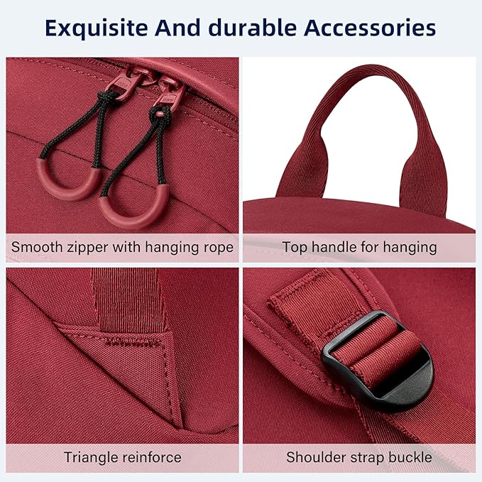 Carry On Travel Backpack For Men Women, 13 Inch Small Mini Work Bag Personal Item Backpacks, Camping Back Pack Lightweight Hiking Daypack For Office Nurse Commuter (Burgundy)
