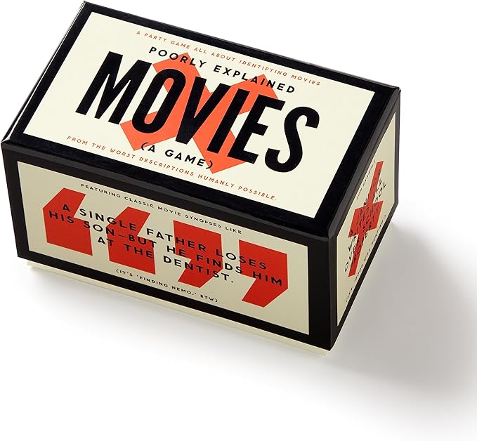 Brass Monkey Poorly Explained Movies – Party Game with 300 Cards Featuring Uniquely Terrible Descriptions of Movies, Suitable for 2-8 Players
