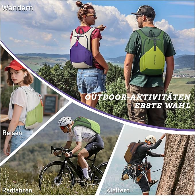 15L Small Hiking Backpack for Men Women Foldable Packable Back Pack Ultralight Hiking Daypack for Travel Camping Outdoor, Turquoise