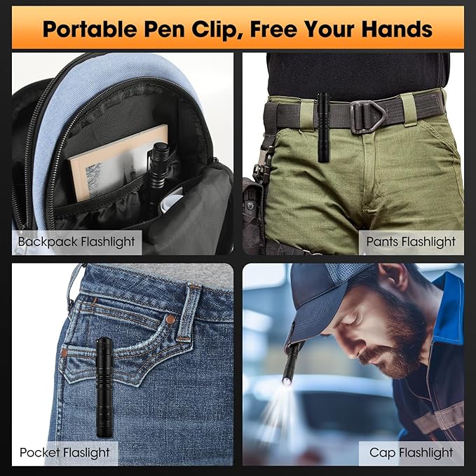 5PCS LED Pen Flashlight, Mini Pen Lights with Clip, Pocket Pen Flashlight Torch for Nurses, Small LED Handheld Slim Flashlights for Emergency, Overhaul, Outdoor Camping