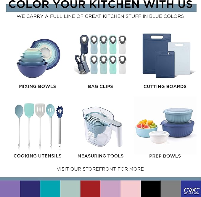 COOK WITH COLOR Silicone Cooking Utensils, Kitchen Utensil Set, Easy to Clean Silicone Kitchen Utensils, Cooking Utensils for Nonstick Cookware, Kitchen Gadgets Set, 5 Pieces, Blue Ombre