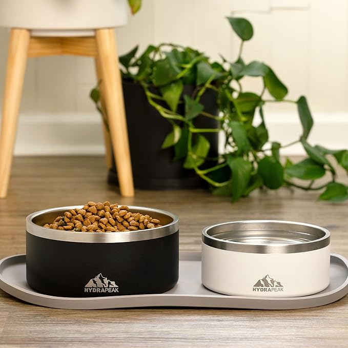 Hydrapeak Dog Bowl; Non Slip Stainless Steel; Water and Food Dish; Large Sized and Small Dogs; 32oz 64oz; Multiple Sizes; 4 Cup | Navy