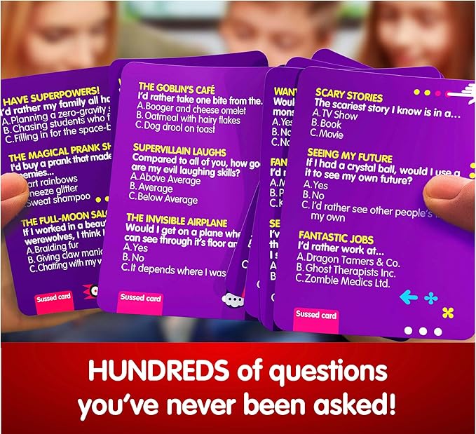 SUSSED Wacky ?˜What Would You Do??Card Game - Fun Boo Basket Stuffer for Girls, Boys & Kids - Builds Social Skills & Confidence - Purple Pack: Dragons, Space & Magic