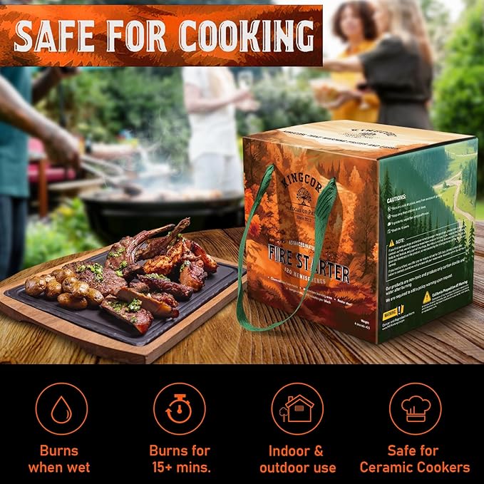 Fire Starters 120pcs Hemispheres Charcoal Starters Squares For BBQ Grill Fireplace Campfires Smoke Wood Stoves Fire Pit Chimney Waterproof All Weather Indoor Outdoor Camping Accessories