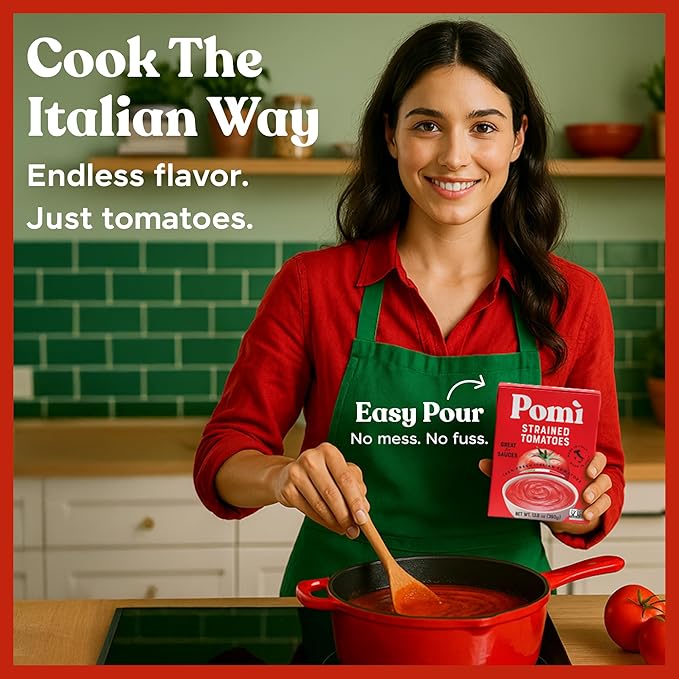 Pomì Strained Tomatoes 13.8oz (Pack of 12) - Creamy, Velvety Italian Tomato Puree, No Additives or Preservatives - BPA-Free Pureed Tomatoes Made from 100% Fresh Italian