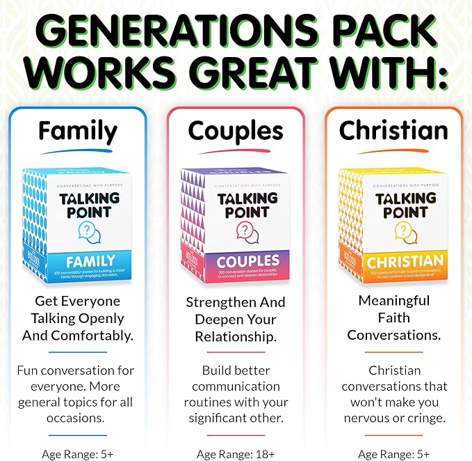 200 Generations Conversation Cards - Deep, Fun & Reflective Questions to Spark Connection - Perfect for Kids, Parents & Grandparents to Share Stories, Bond, and Create Lasting Memories Together