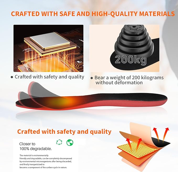 Heated Insoles, Heated Insoles for Women Men with APP Control, 5000mAh Battery Up to 14 Hours Powered Foot Warmers for Outdoor Hunting Fishing Camping Size Adjust (L)
