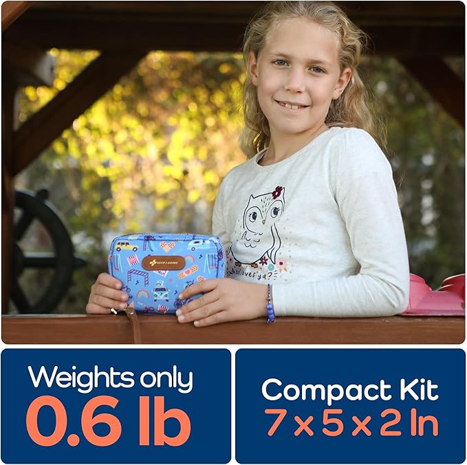 KeepGoing Travel First Aid Kit for Kids ??130 Pc. for Car, Home, Purse, Diaper Bag & Backpack with Latex-Free Bandages - Mini First Aid Kit Travel Size TSA-Approved