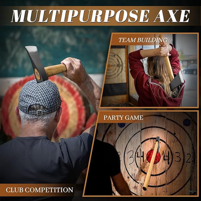 Dream Reach Throwing Axe Set - 2 PCS Hand Forged Throwing Hatchet, 15.7" Professional Throwing Game Axe for Backyard, Competition, Recreation