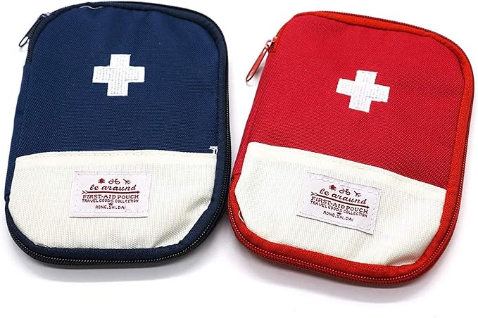 First Aid Bag - First Aid Kit Bag Empty for Home Outdoor Travel Camping Hiking, Mini Empty Medical Storage Bag Portable Pouch (Red & Blue (Small Size))