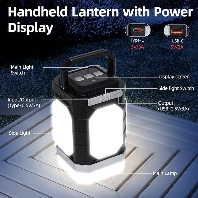 Sinvitron Camping Lantern Rechargeable??0,000mAh Portable Camping Lights, QC3.0 Fast Charging,1000 Lumens,350H Runtime,IPX5 Waterproof Emergency Light for Hurricanes,Power Outages,Camping