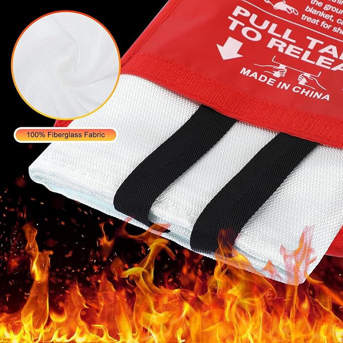 Macarrie 40''x 40'' Fire Blanket Emergency with Hooks and Gloves Fire Suppression Blanket Fiberglass Safety Fireproof Survival for Kitchen Home Camping Picnic Warehouse Car(20 Pack)