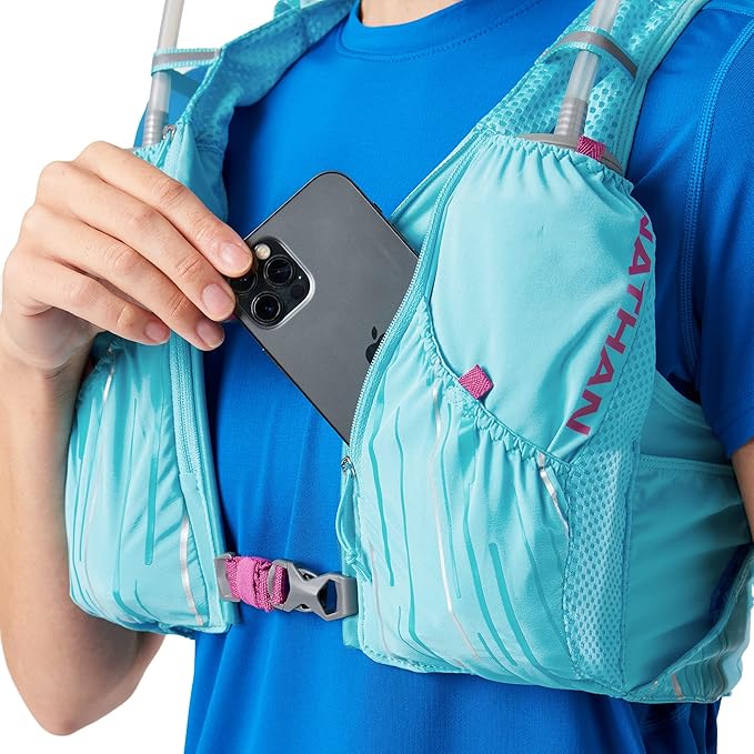 Nathan Pinnacle Race Vest 4L Running Vest with Water Bottle, with Two 20 oz Hydration Soft Flasks, Water-Resistant Pockets, Lightweight & Moisture Wicking