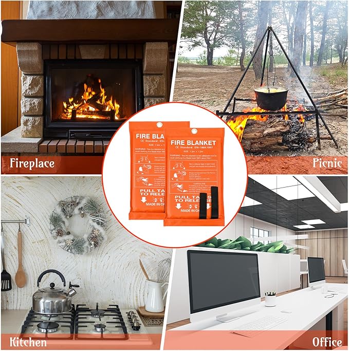 Jerify 8 Pack Fire Blanket for Home Emergency Fire Blanket 47 x 47 Inch Kitchen Fire Suppression Blanket Fiberglass Fire Blanket Flame Retardant Protection and Heat Insulation (Orange)