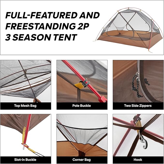 Fire-Maple Tropics Freestanding 2P Backpacking Tent - Lightweight, Waterproof, 3-Season Tent with Spacious Interior and Easy Setup - Perfect for 2 Adults, Camping, Hiking, and Outdoor Adventures.