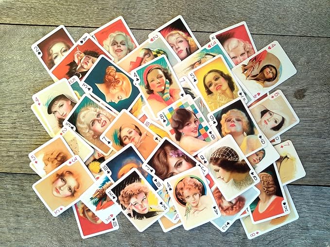 Lady of Belle Epoque Playing Cards (Poker Deck 54 Cards All Different) Vintage Retro Woman Portraits by Charles Gates Sheldon