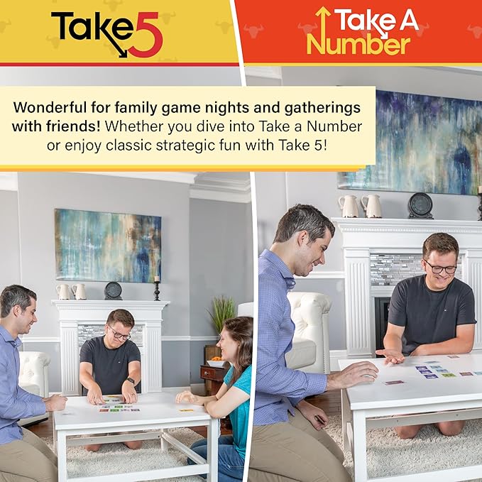 AMIGO Games Take 5 & Take a Number ??Two Complete Games in One ??Take 5 is The Classic 6 Nimmt! & Take a Number is Also Known as X Nimmt! ??Classic Card Games for Kids & Adults Ages 8 & Older