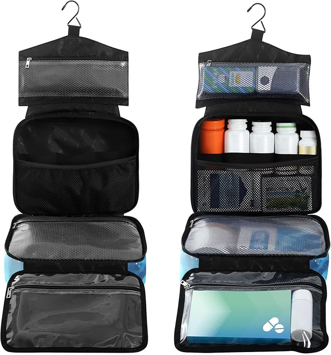 Fustylead Hand Draw Galaxy in Shark Travel Medicine Organizer Bag Home Storage First Aid Kit Large Pill Case with Zipper for Pill Bottle, Vitamins, and Medical Supplies
