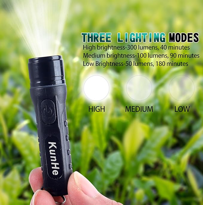 KunHe 20 Pack Bulk Keychain LED Flashlight Small Mini Rechargeable Flashlight Pocket Keychain Light Portable 300 Lumens for EDC Emergency Gift