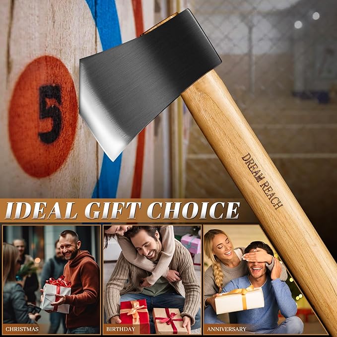 Dream Reach Throwing Axe Set - 2 PCS Professional Hatchets with Wooden Handle, 20.5" Hand Forged Throwing Game Axes for Backyard, Competition