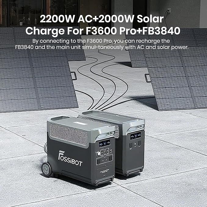 FOSSiBOT FB3840 LiFePO4 upgraded version 3840Wh Capacity Expandable Up to 11520Wh Power Station, Quick Charge, Additional Battery for Home, Emergency Power, Camping Trips Travel,RV