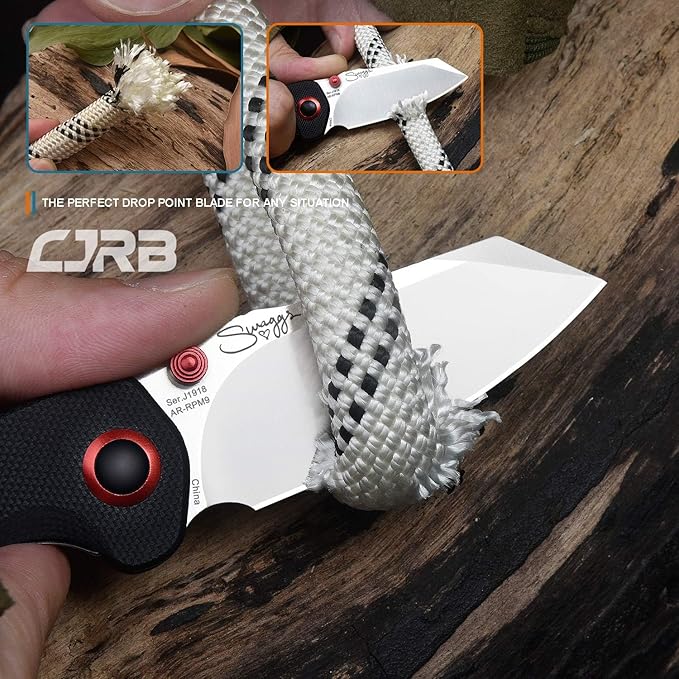 CJRB Maileah Pocket Knife with 2.39?™â€?AR-RPM9 Powder Steel Blade Folding Knife with G10 Handle Tactical Knife & EDC Knife Pocket Knife for Men Ideal for Outdoor Survival Camping Hunting, 1918 Black